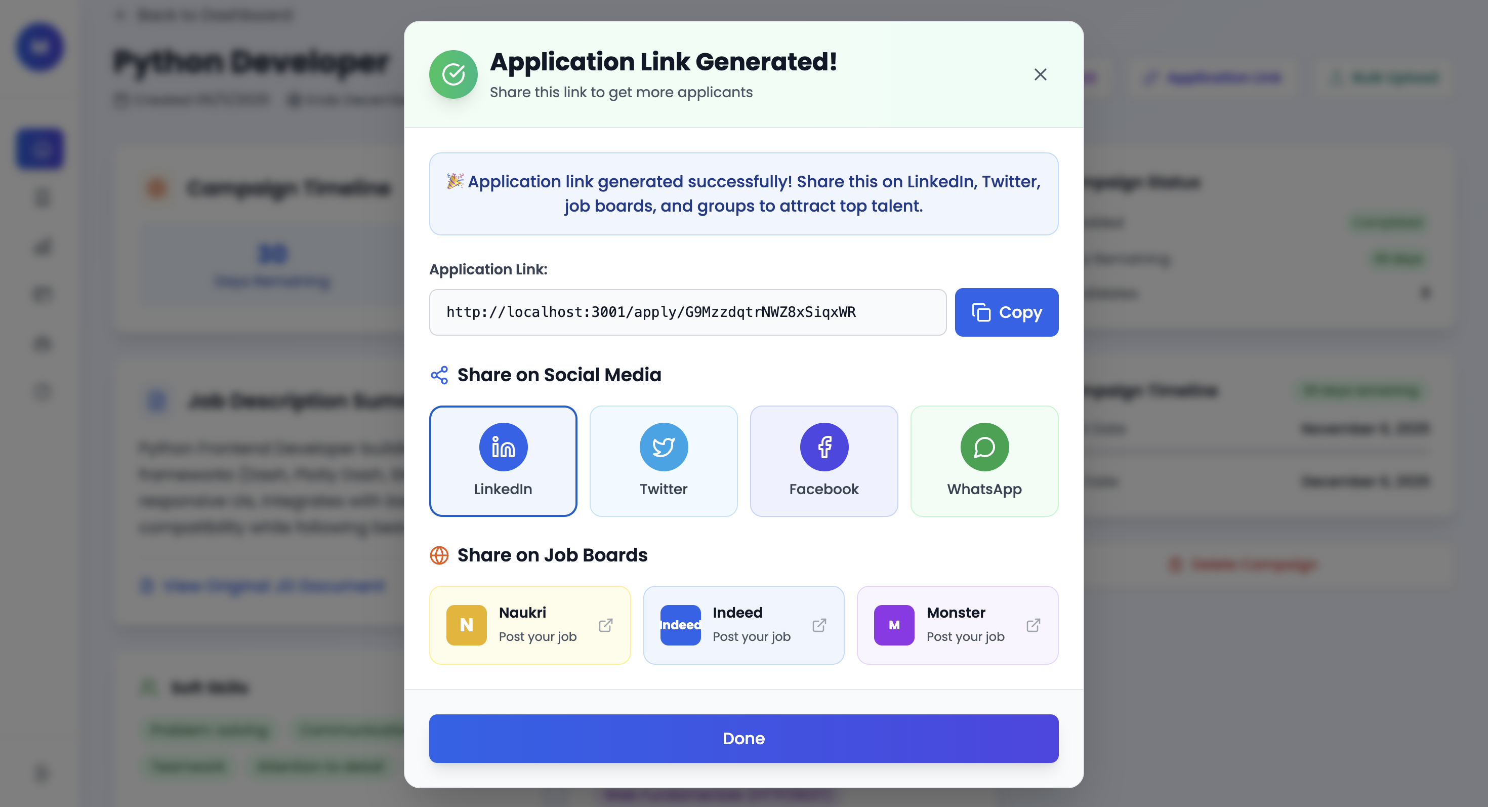 Application Link Generation